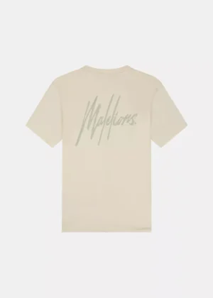 Malelions striped signature t-shirt beige