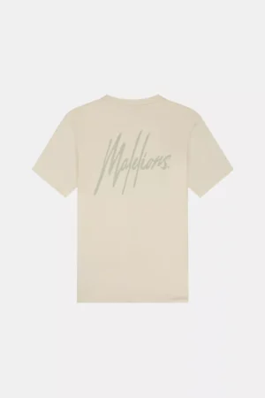Malelions striped signature t-shirt beige