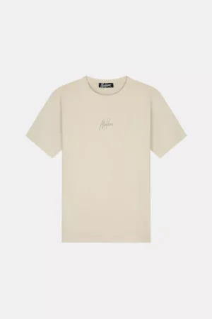 Malelions striped signature t-shirt beige