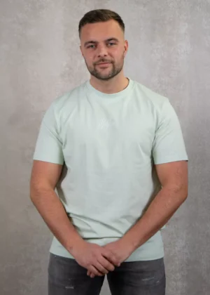 Malelions striped signature t-shirt pale aqua
