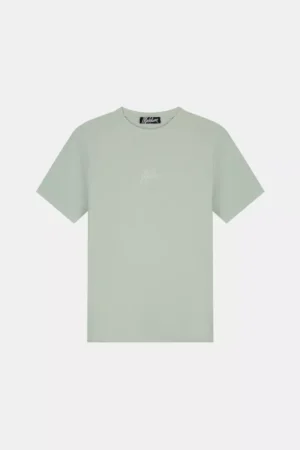 Malelions striped signature t-shirt pale aqua