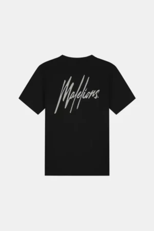 Malelions striped signature t-shirt SS25 black