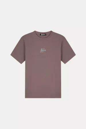 Malelions striped signature t-shirt stone brown
