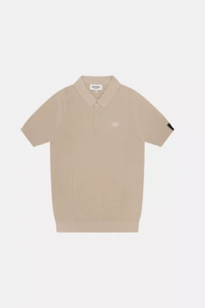 Quotrell cairo knitted polo greige/white
