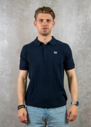 Quotrell cairo knitted polo navy/white