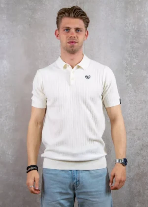 Quotrell cairo knitted polo off white/black