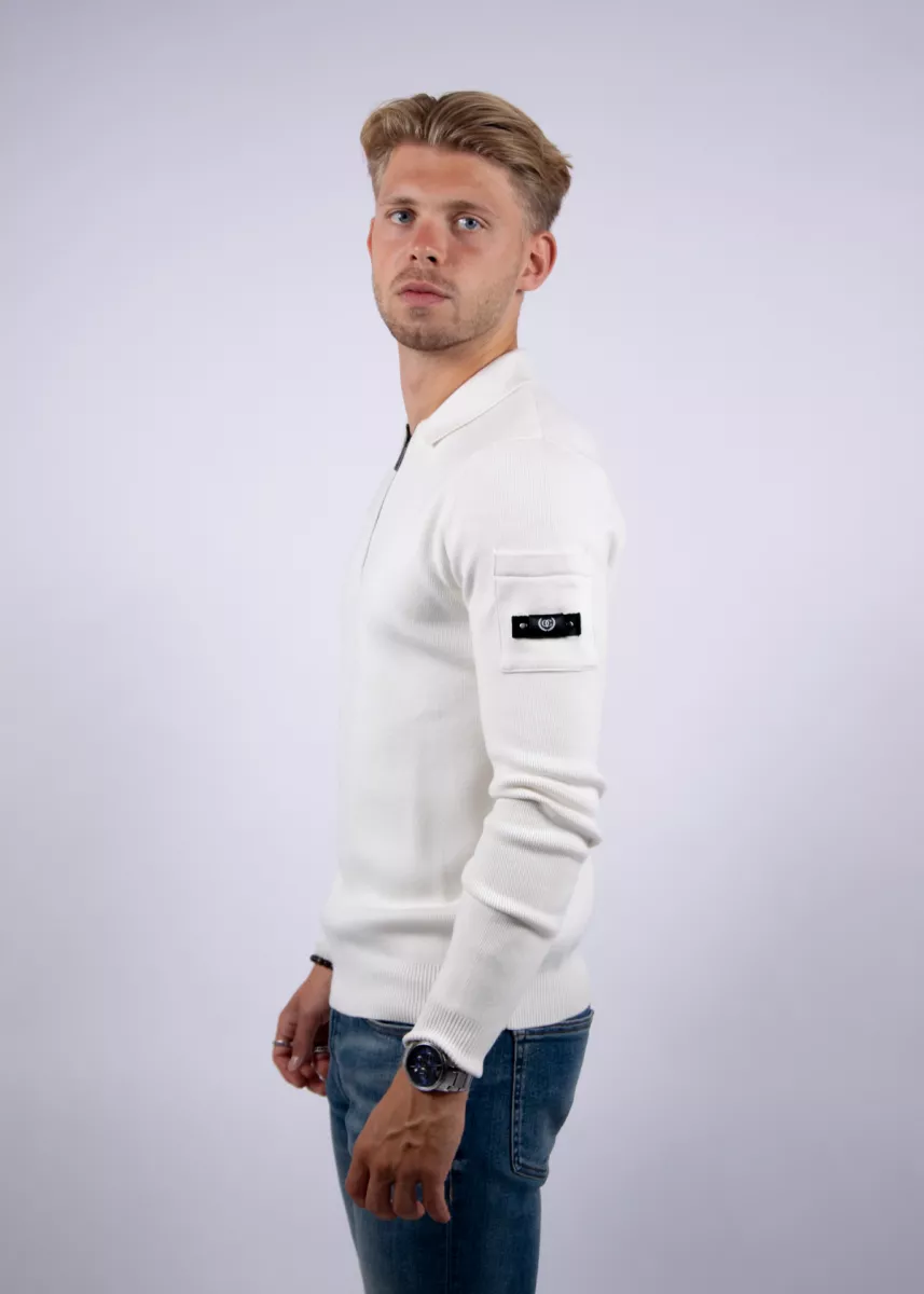 Quotrell chief knitted polo ecru