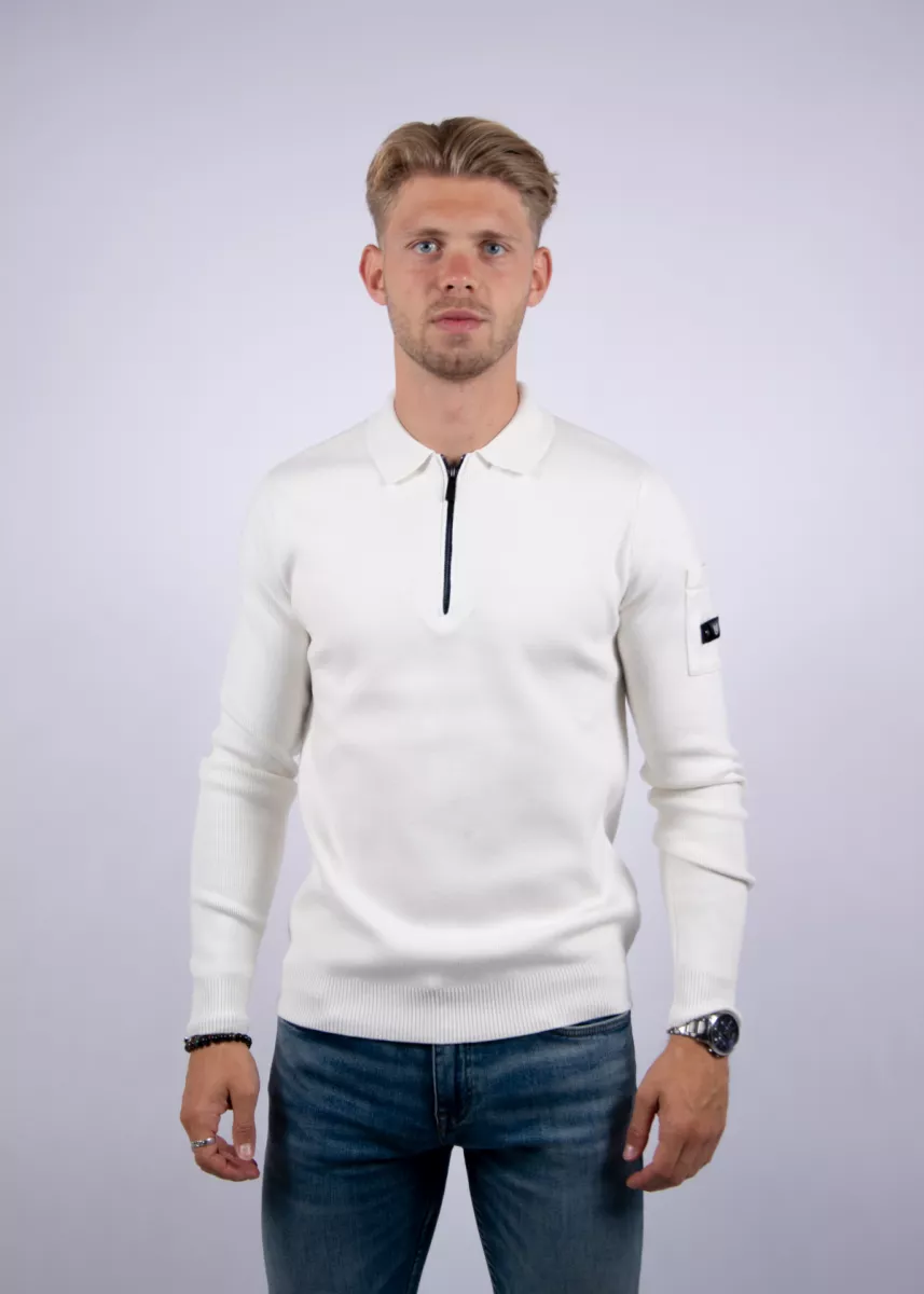 Quotrell chief knitted polo ecru