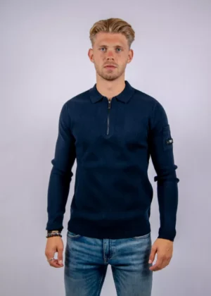 Quotrell chief knitted polo navy