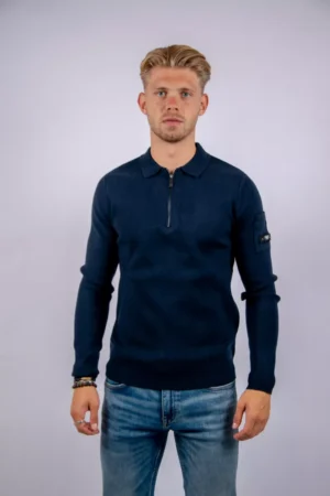 Quotrell chief knitted polo navy