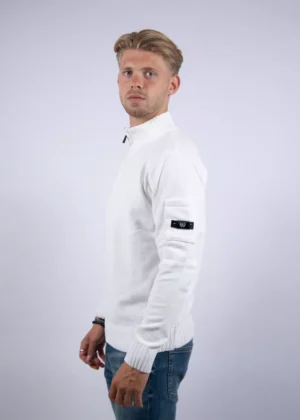 Quotrell combat knitted halfzip ecru
