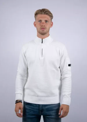 Quotrell combat knitted halfzip ecru