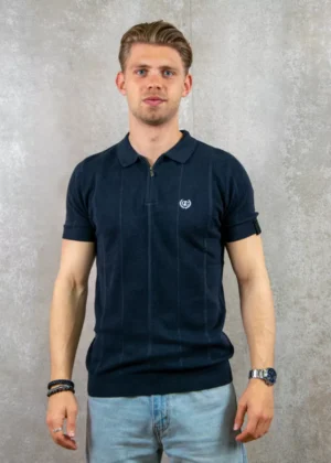 Quotrell cruz knitted polo navy/white