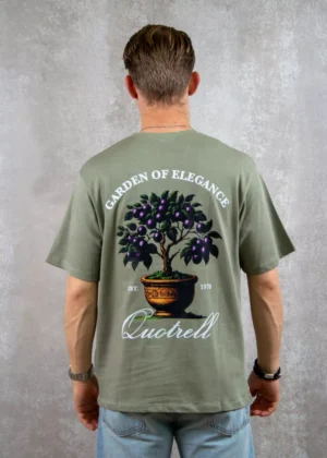 Quotrell damson t-shirt faded olive/white