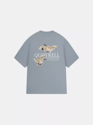 Quotrell heron t-shirt faded blue/white