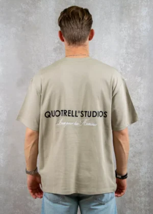 Quotrell studios t-shirt greige/off white