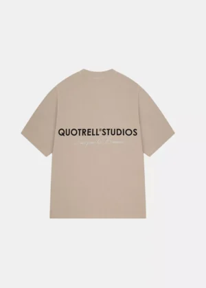 Quotrell studios t-shirt greige/off white