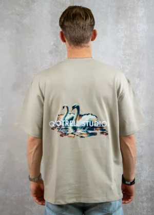Quotrell swan t-shirt greige/white