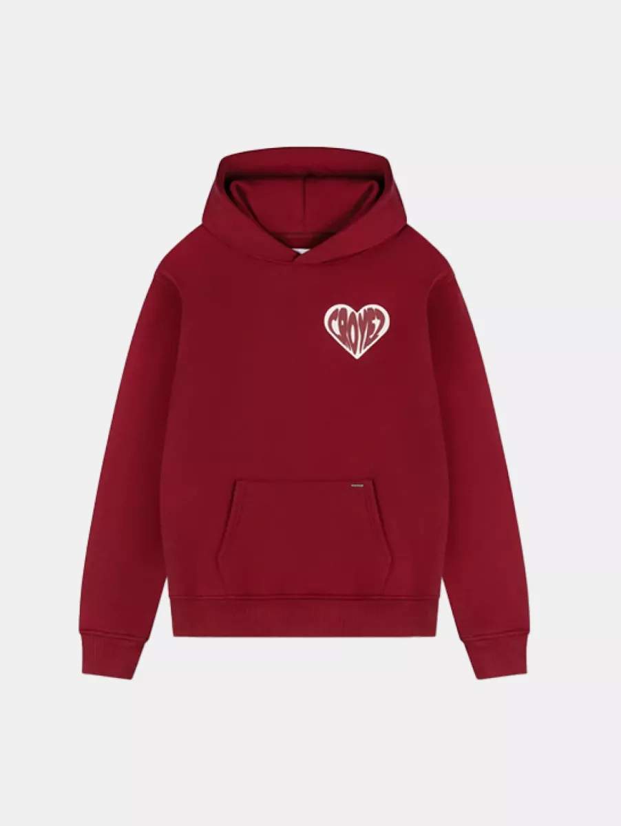 Croyez puffed heart hoodie red