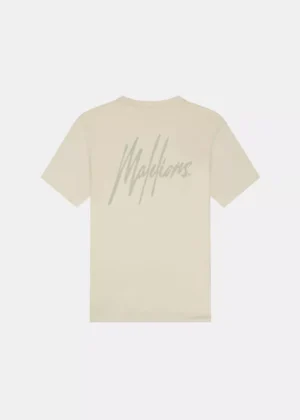 Malelions striped signature t-shirt FW24 120 beige