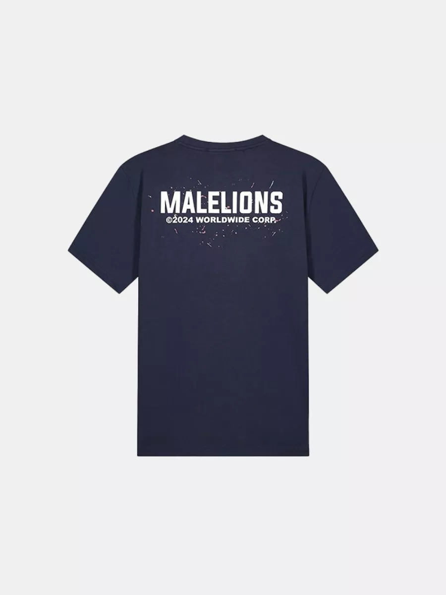 Malelions worldwide paint t-shirt navy 303
