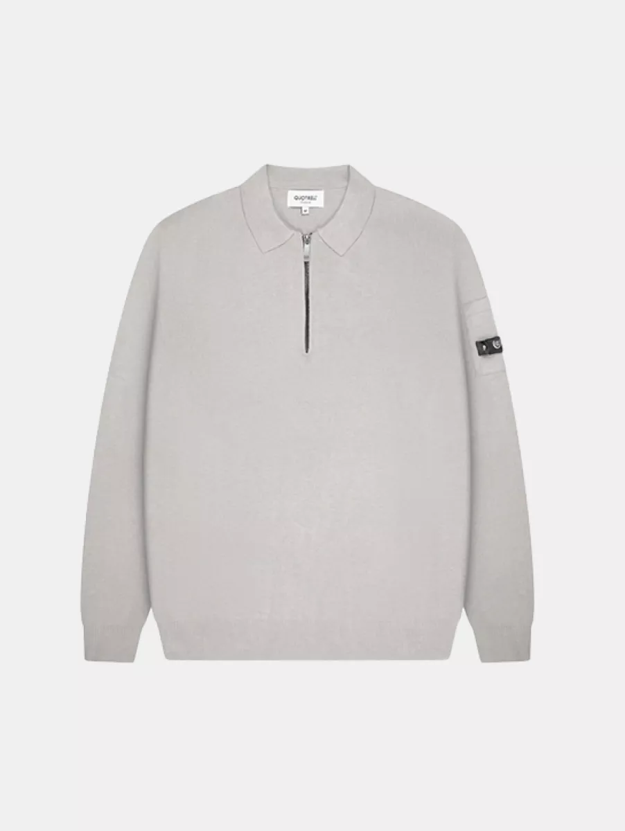 Quotrell chief knitted polo grey melee