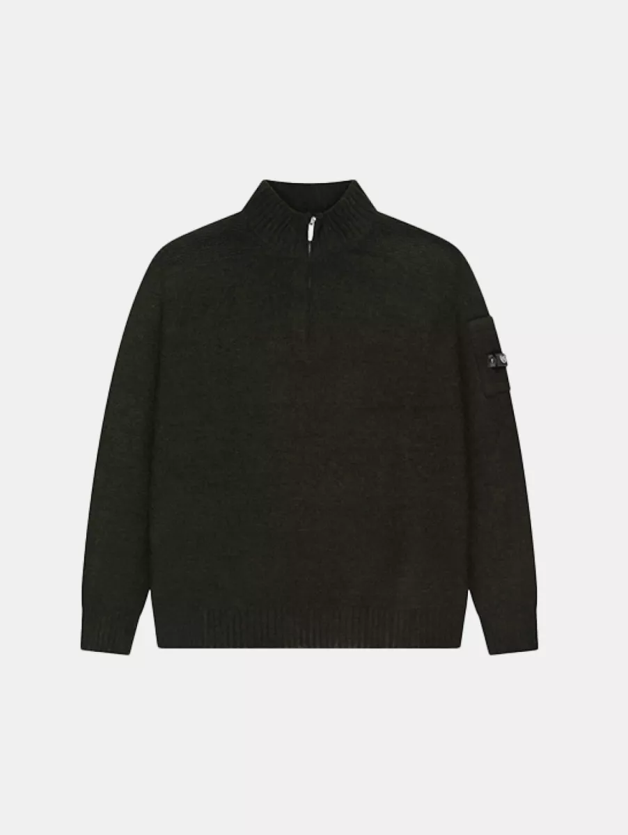 Quotrell combat knitted halfzip black