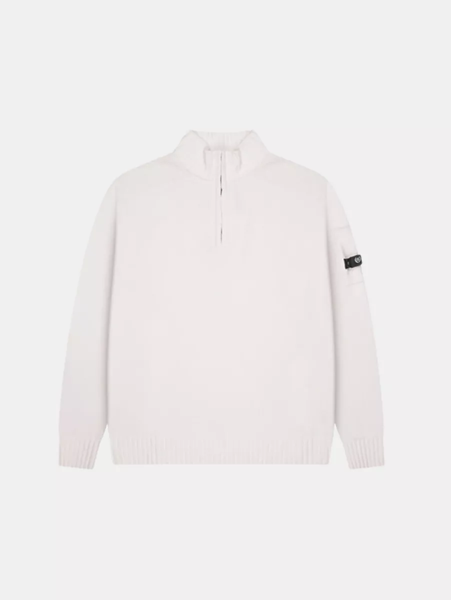 Quotrell combat knitted halfzip ecru