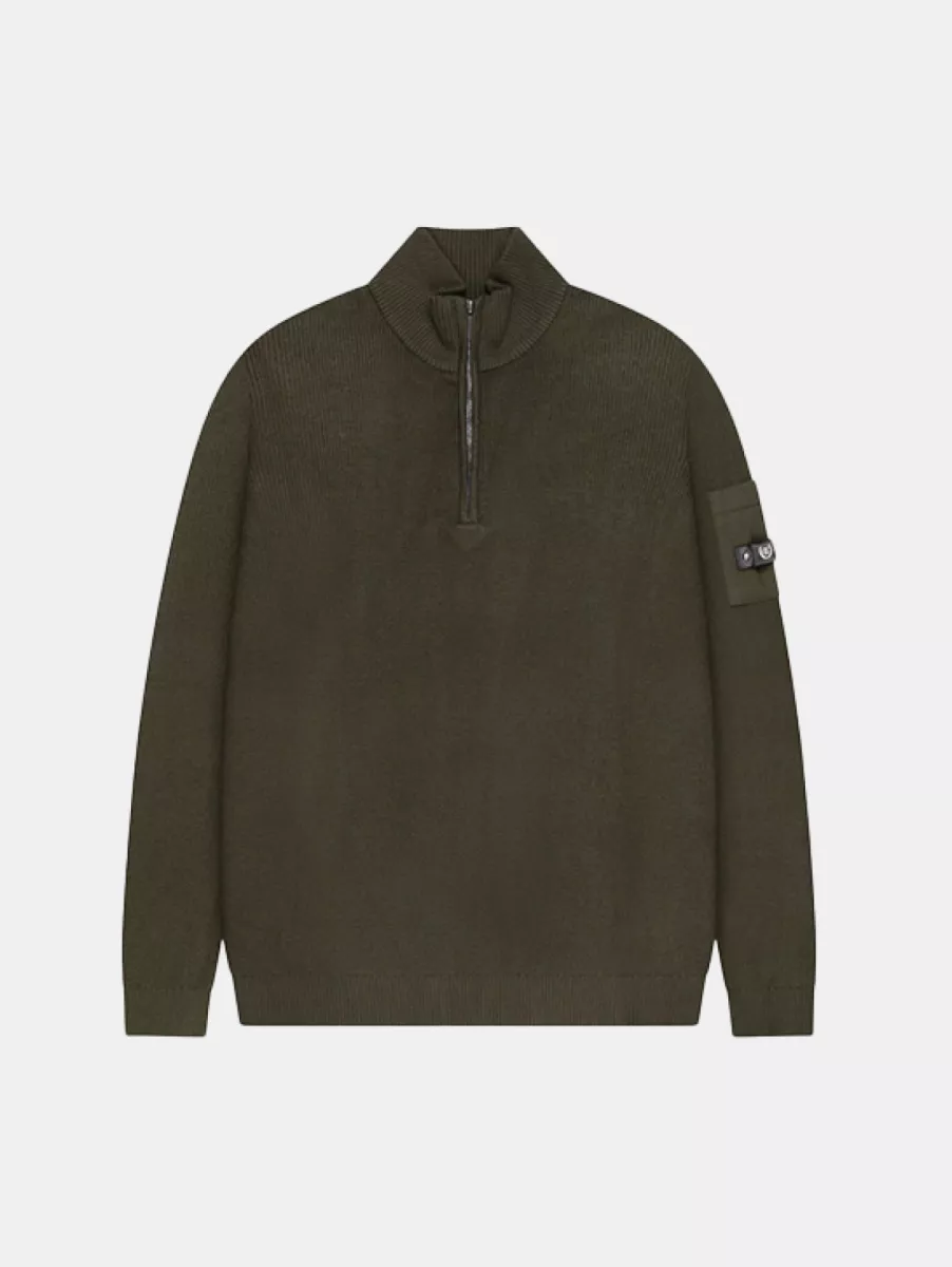 Quotrell d'azur knitted halfzip army