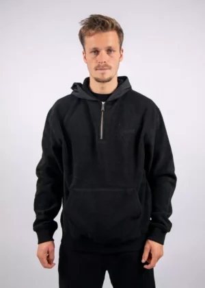 Malelions fleece nylon half zip hoodie 900 black