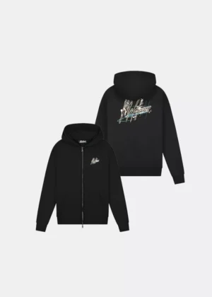 Malelions splash zip hoodie black/khaki