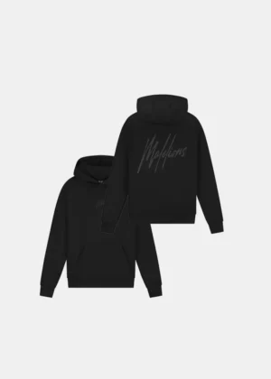 Malelions striped signature hoodie 900 black