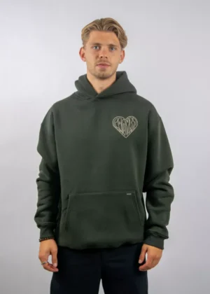 Croyez stitched heart hoodie 2402 dark green