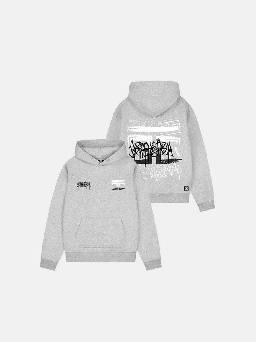 Jorcustom graffiti hoodie greymelange