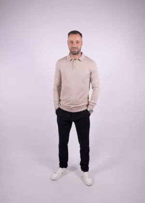 Malelions knitted long sleeve polo 099 sand