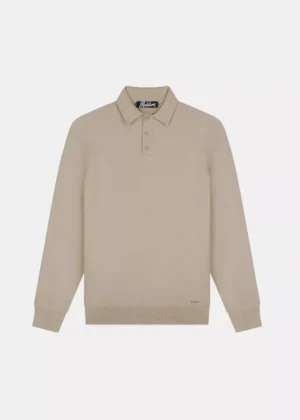 Malelions knitted long sleeve polo 099 sand