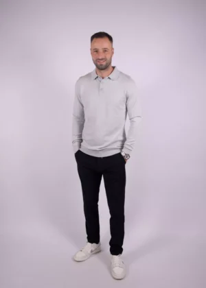 Malelions knitted long sleeve polo 691 ocean grey