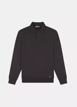 Malelions knitted long sleeve polo 696 mulch brown