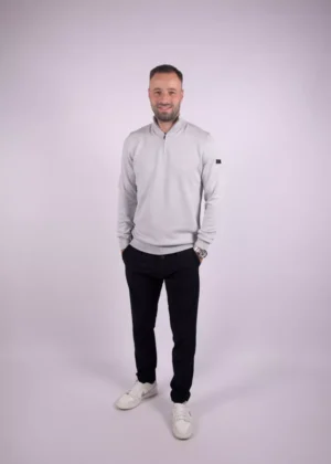 Malelions knitted quarter zip 691 ocean grey