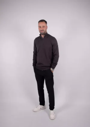 Malelions knitted quarter zip 696 mulch brown