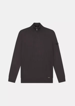 Malelions knitted quarter zip 696 mulch brown