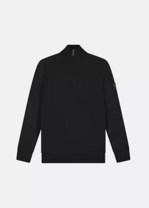 Malelions knitted quarter zip black
