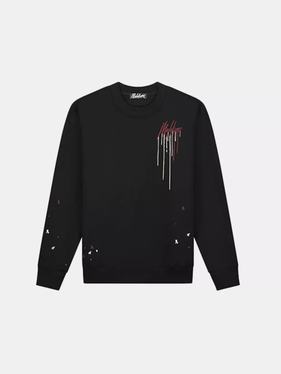 Malelions oversized painter sweater 476 black/burgundy