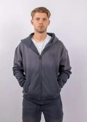 Jorcustom handscript zipped hoodie ombreblue