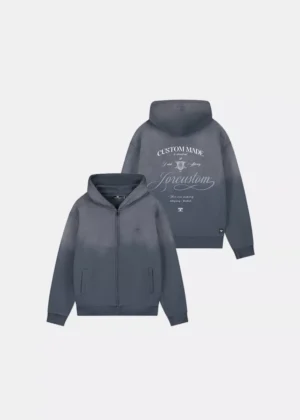 Jorcustom handscript zipped hoodie ombreblue
