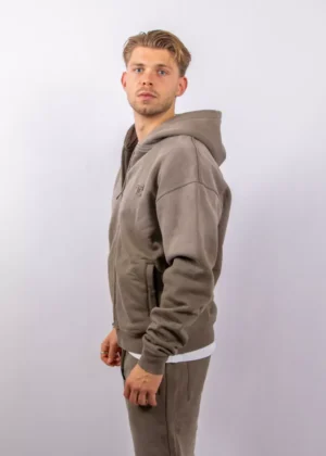 Jorcustom ribbon zipped hoodie vintage green