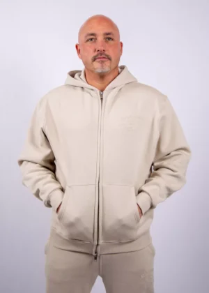 Malelions permanent vacation zip hoodie light taupe