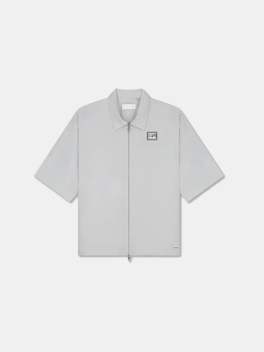 Croyez crinkle patch shirt light grey