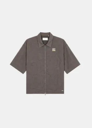 Croyez crinkle patch shirt washed brown