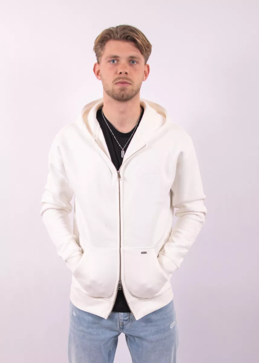 Croyez cross zip hoodie off-white